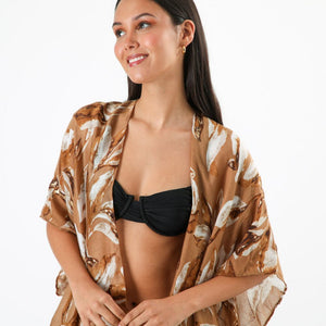 Kimono Abierto Floral Mustard Id