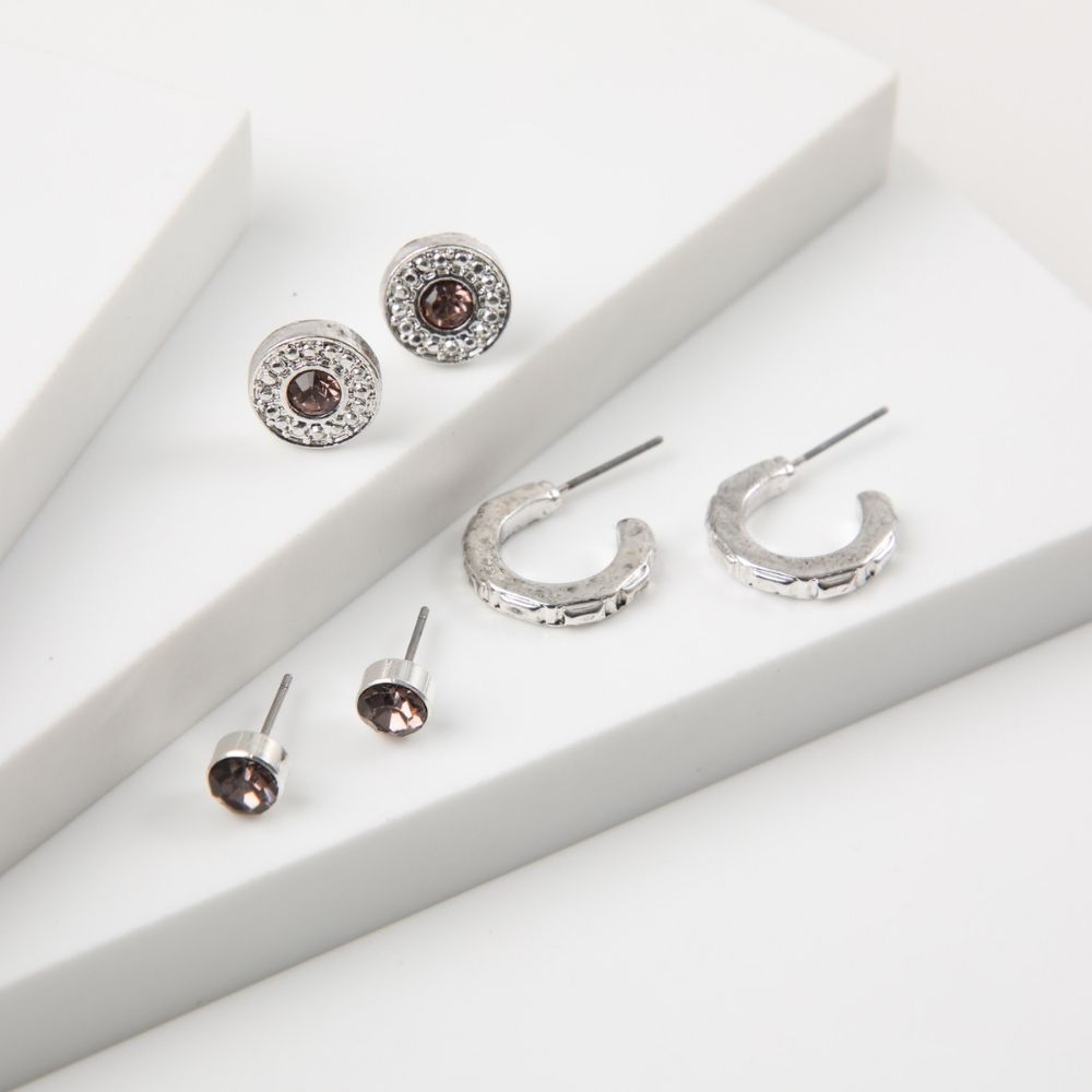 Aros Set Kira Plateado Humana