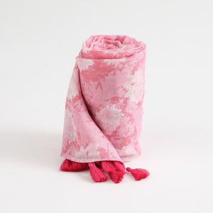 Pañuelo Estampado Sigrid Borlas Rosado Tatienne