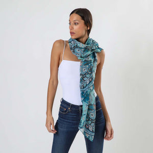 Pañuelo Estampado Paisley Celeste Humana