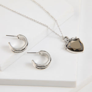 Set De Collar Meva Plateado Humana