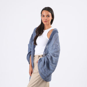 Pañuelo Liso Kata Flecos Azul Tatienne