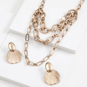 Set De Collar Y Aros Shell Dorado Humana