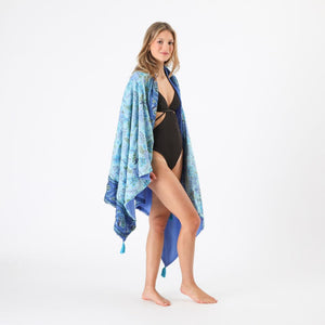 Toalla Reversible Floral Azul Tatienne