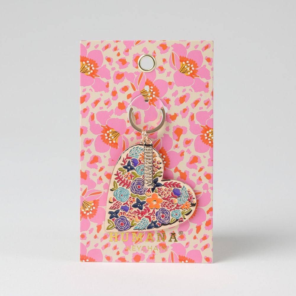 Llavero Heart Flores Dorado Humana