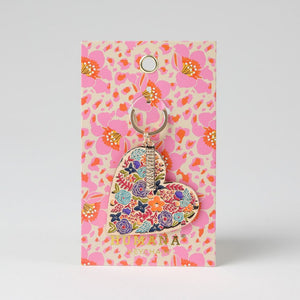 Llavero Heart Flores Dorado Humana
