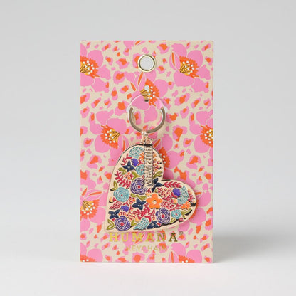 Llavero Heart Flores Dorado Humana
