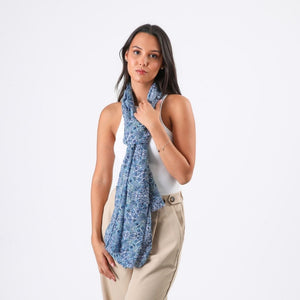 Pañuelo Estampado Jana Flores Azul Tatienne