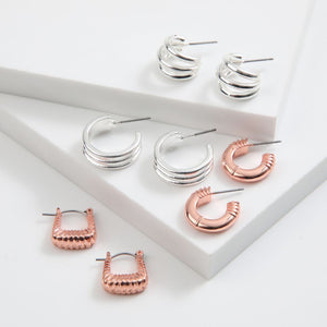 Set de 4 argollas Nora Rose gold ID