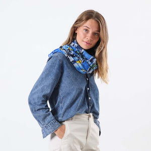 Pañuelo Estampado Ancona Azul Tatienne
