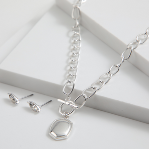 Set de aros y collar Cassie Plateado ID