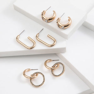 Set De 3 Argollas Selene Dorado Humana