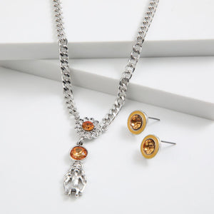 Set de aros y collar Selena Plateado ID