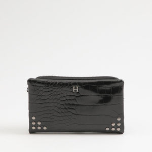 Billetera Chica Gisa Ecocuero Croco Negra Humana