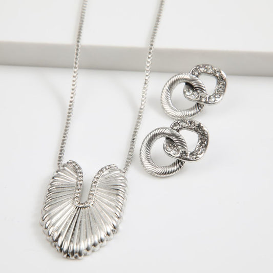 Set Collar y Aros Leaf Plateado Tatienne