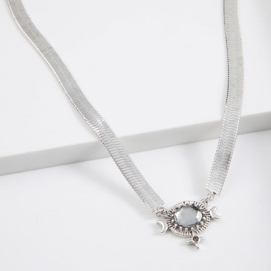 Collar Corto Lunas Plateado Humana