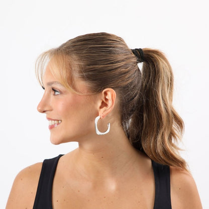 Aros Argolla Plateado Black Humana