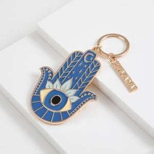 Llavero Hamsa Azul Humana