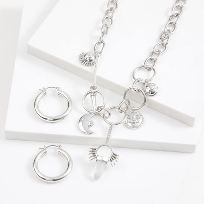 Set De Collar Y Aros Icons Plateado Humana