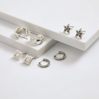 Set De Aros Jade Plateado I-D