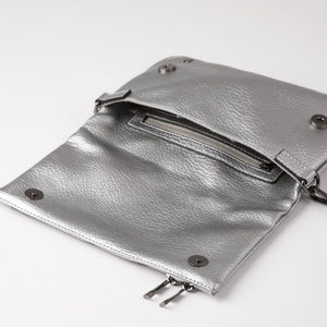 Cartera Bandolera Delia Ecocuero Plateado Humana