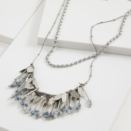 Collar Corto Fringes Azul Humana