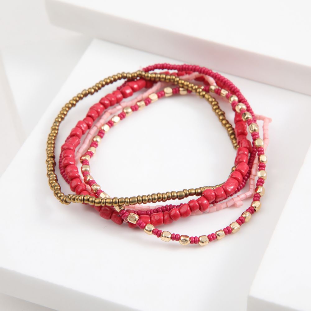 Set De 5 Pulseras Candy Rosado Humana