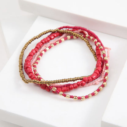 Set De 5 Pulseras Candy Rosado Humana