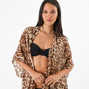 Kimono Abierto Leopard Brown Id