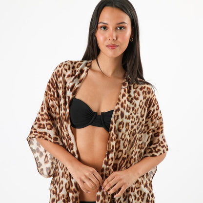 Kimono Abierto Leopard Brown Id