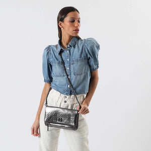 Cartera Cruzada Folded Silver Humana
