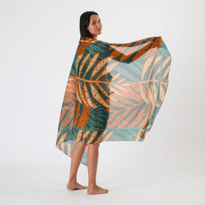 Pareo Estampado Hojas Jazmin Verde Id