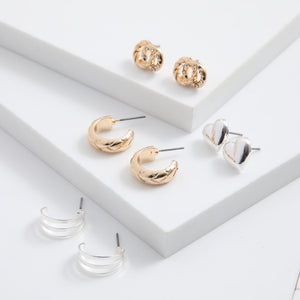 Set de 4 aros Lunaria Dorado y Plateado ID