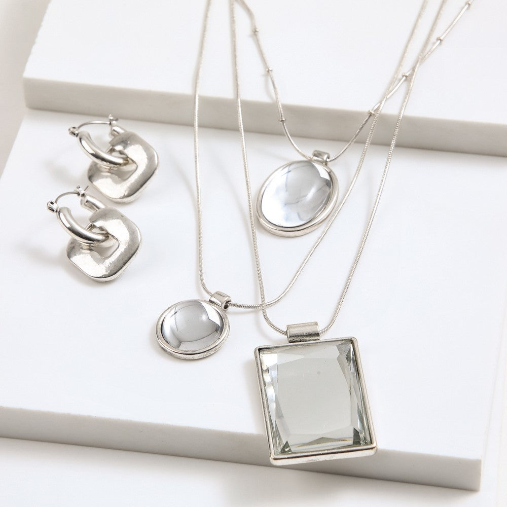 Set De Collar Vison Plateado Humana