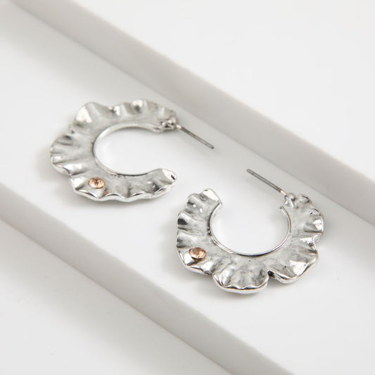Aros Argolla Ruffle Plateado Tatienne