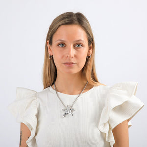 Set De Collar Drop Plateado Humana