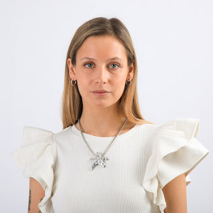 Set De Collar Drop Plateado Humana