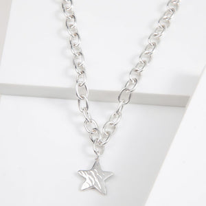 Collar Cadena Estrella Plateado Humana