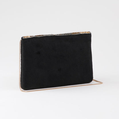 Cartera De Fiesta Mostacilla Abanico Dorado Humana