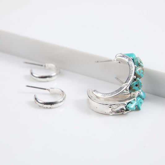 Set Aros Nieve Plateados Tatienne