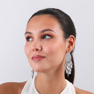 Aros Largo Flecos Plateado Humana