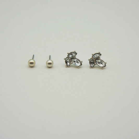 Aros Set Plateados Natural Mystic Hojas Tatienne