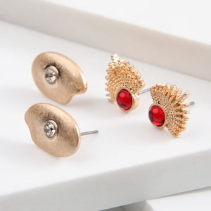 Set De 2 Aros Ruby Dorado Humana