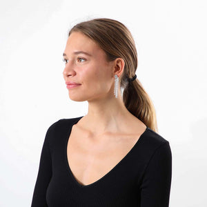 Aros Largo Celestial Plateado Humana