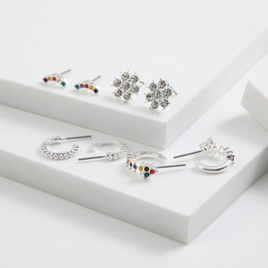 Set de 4 aros Melka Plateado ID