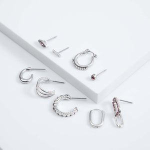 Set Aros Glicina Plateados Humana