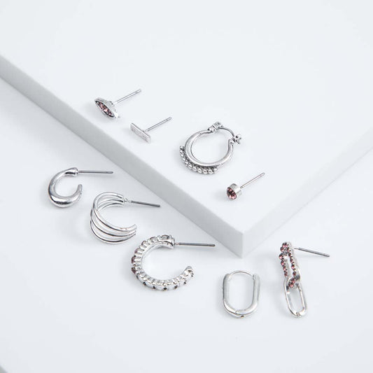 Set Aros Glicina Plateados Humana