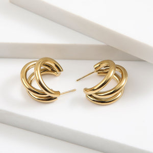 Aros Argolla Percy Dorado Acero Inoxidable Humana