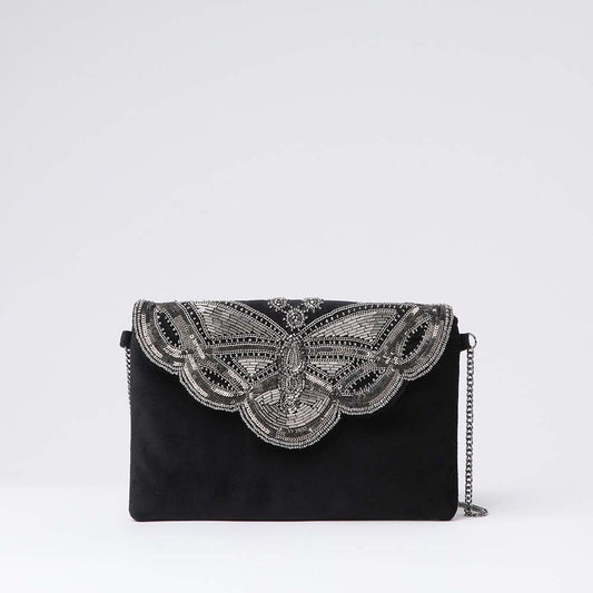 Clutch Border Plateado Tatienne
