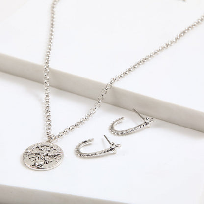 Set De Collar Lio Plateado Humana